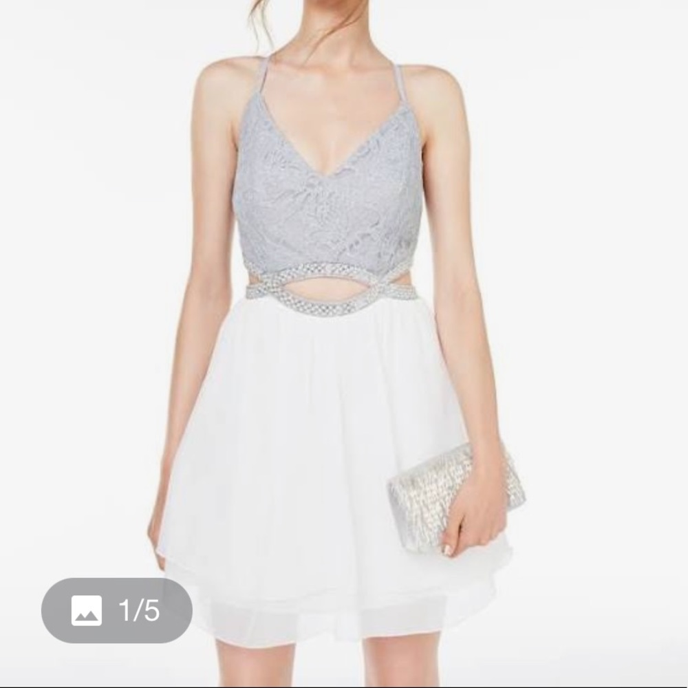 Speechless silver and white Chiffon dress  juniors size 3